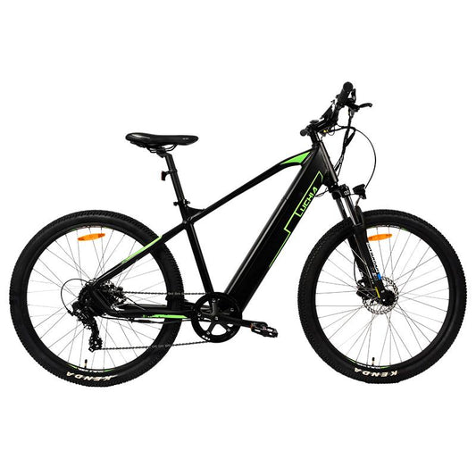 Bicicleta eléctrica MTB Spica verde 27,5" con frenos hidráulicos